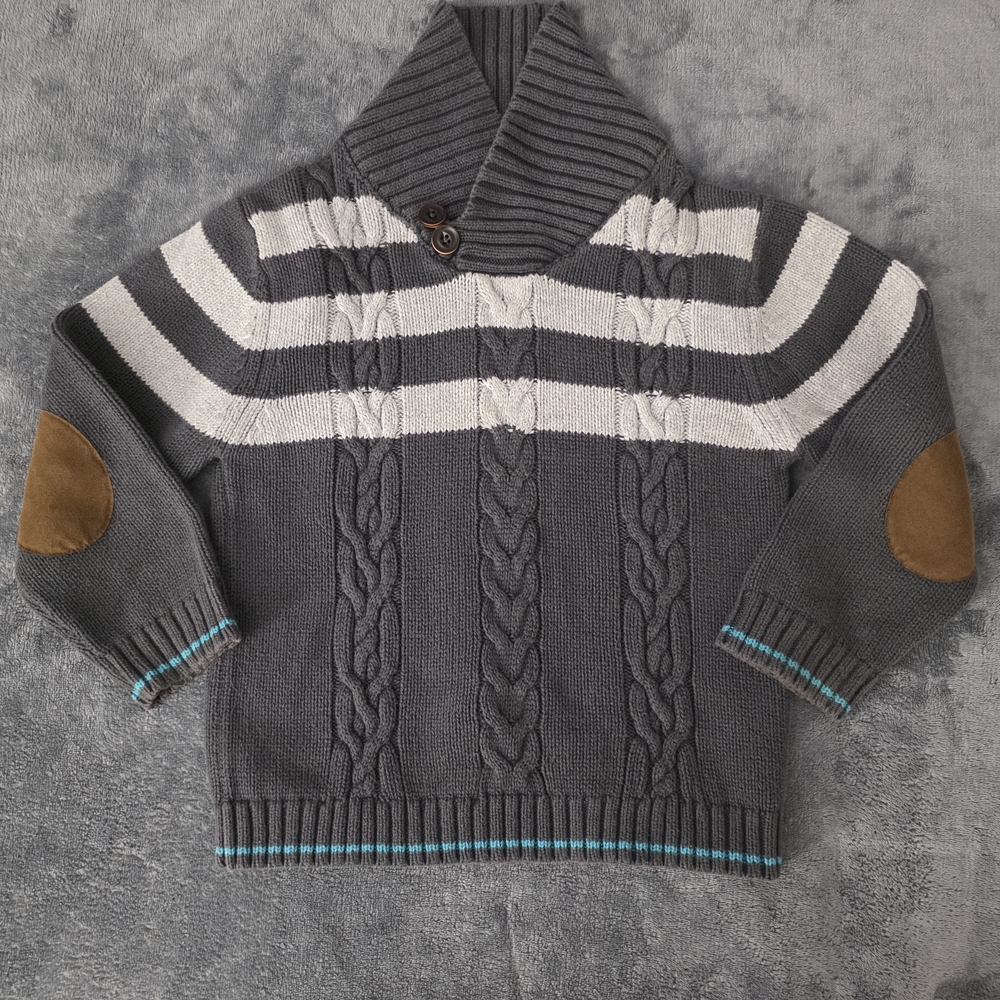 Cherokee Dark Gray Turtleneck Sweater with White and Brown Accents